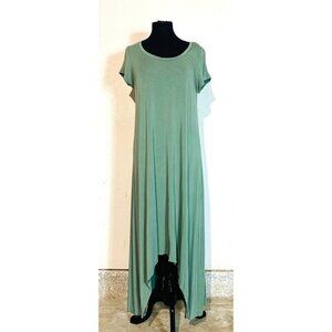 H by Halston Green Hi Low Short Cap Sleeve Maxi Dress S
